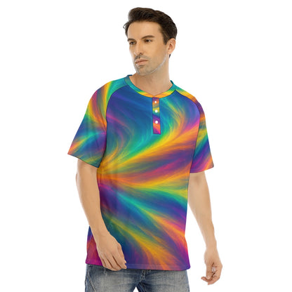 Men's Raglan Sleeve T-shirt With Button Closure