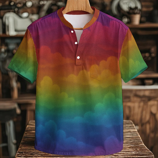 Men's Henley Shirt With Chest Pocket