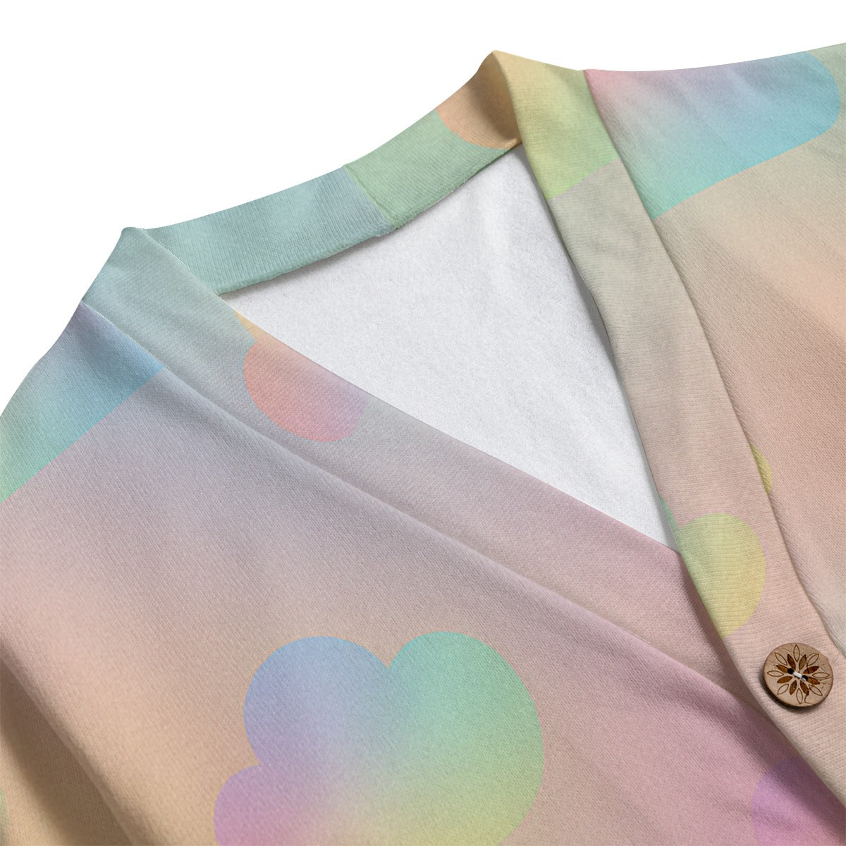 Unisex V-neck Knitted Fleece Cardigan With Button Closure