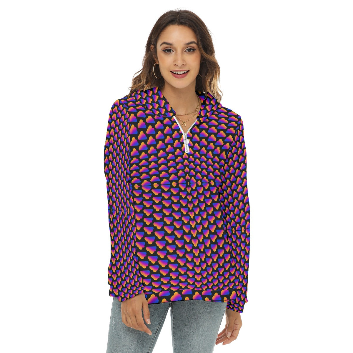 Women's Borg Fleece Hoodie With Half Zip