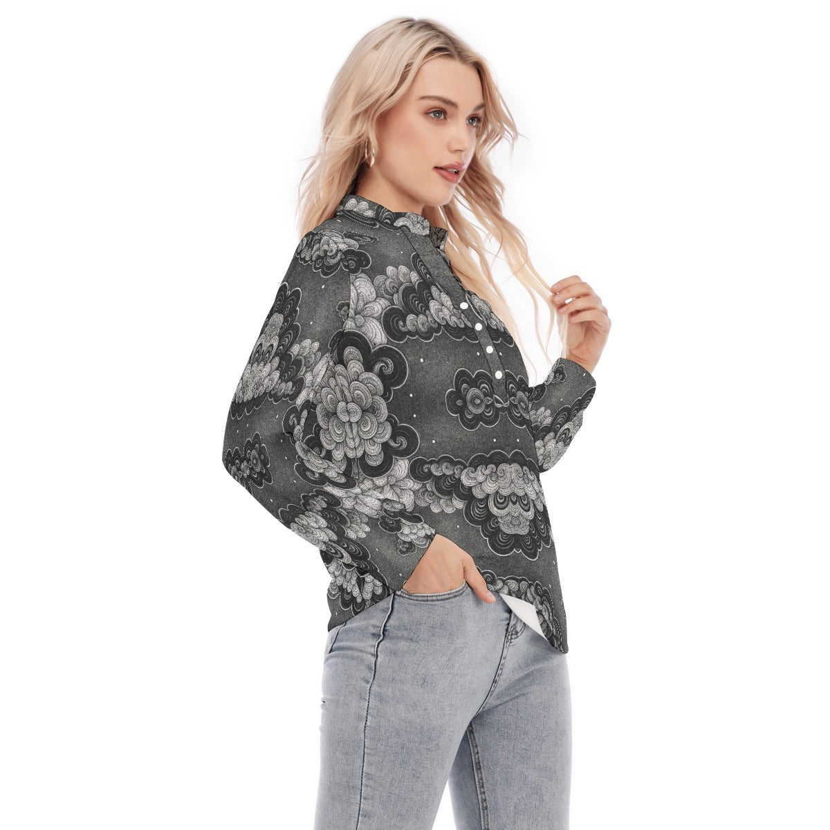 Women's Long Sleeve Blouse With Button Closure