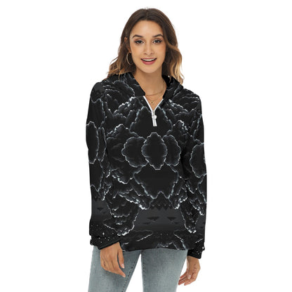 Women's Borg Fleece Hoodie With Half Zip