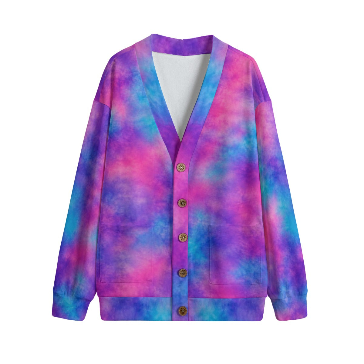 Unisex V-Neck Knitted-Fleece Button Cardigan - view 1