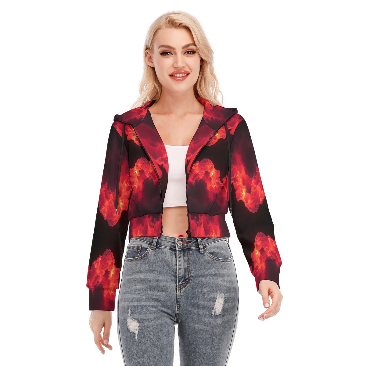 Women's Crop Top Hoodie With Zipper Closure