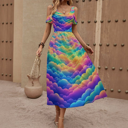 Women's V-neck Off-shoulder Dress