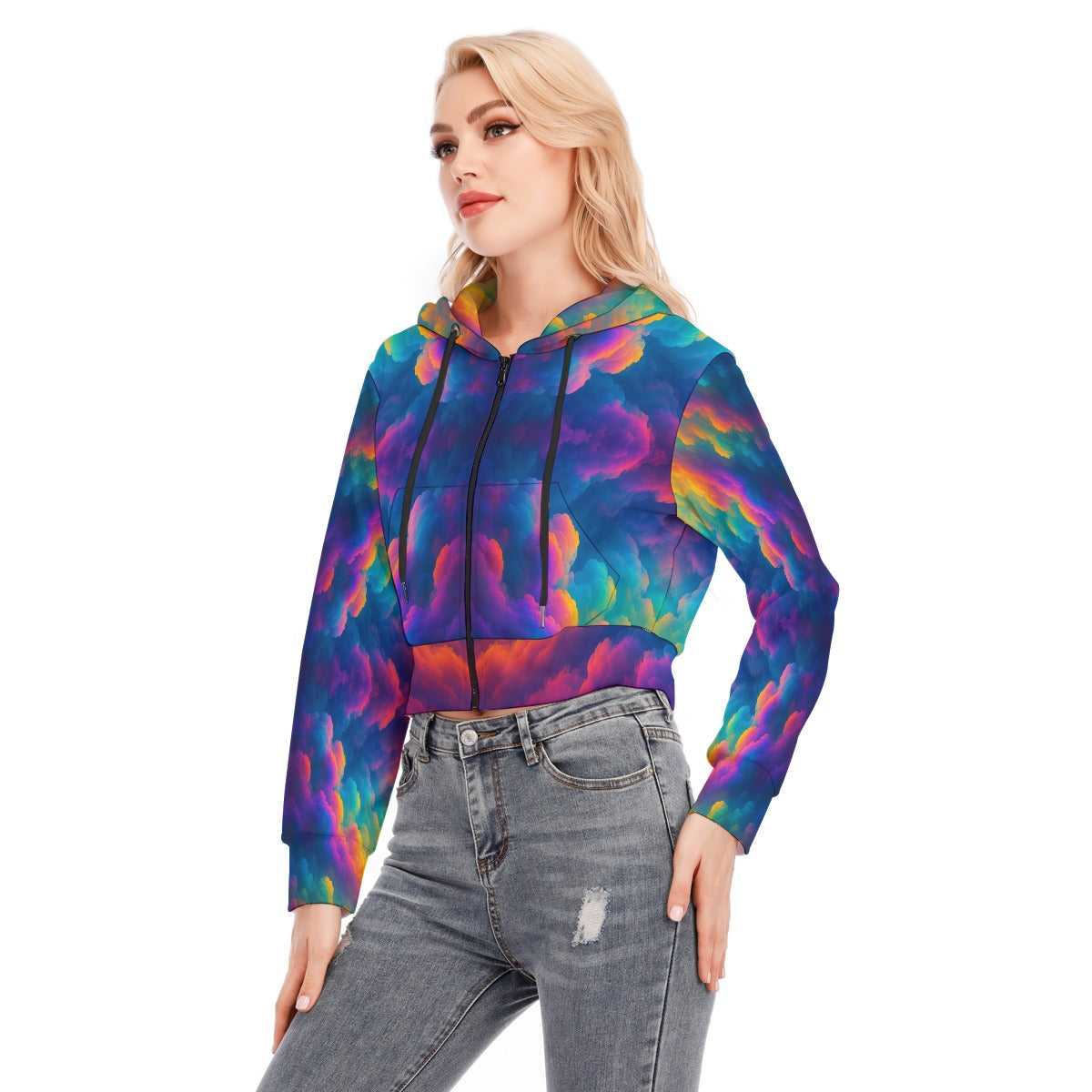 Women's Crop Top Hoodie With Zipper Closure