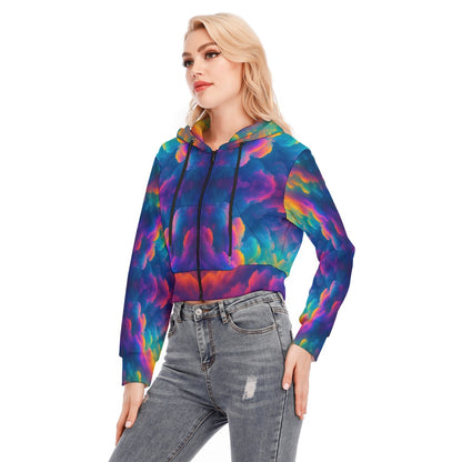 Women's Crop Top Hoodie With Zipper Closure