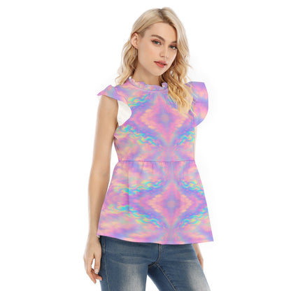 Women's Blouse With Lotus Leaf Lace