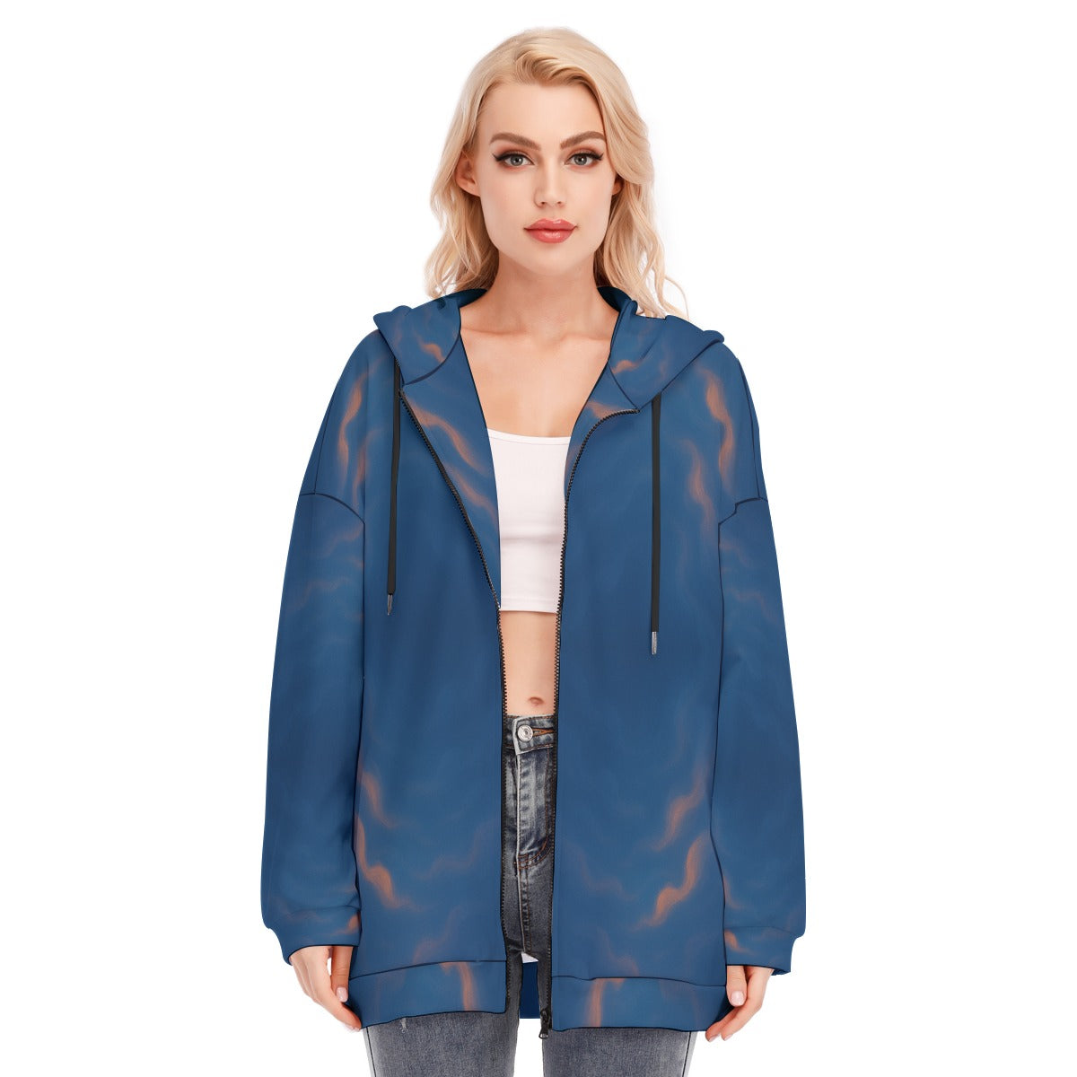 Women's Long Hoodie With Zipper Closure