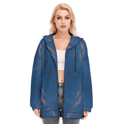 Women's Long Hoodie With Zipper Closure