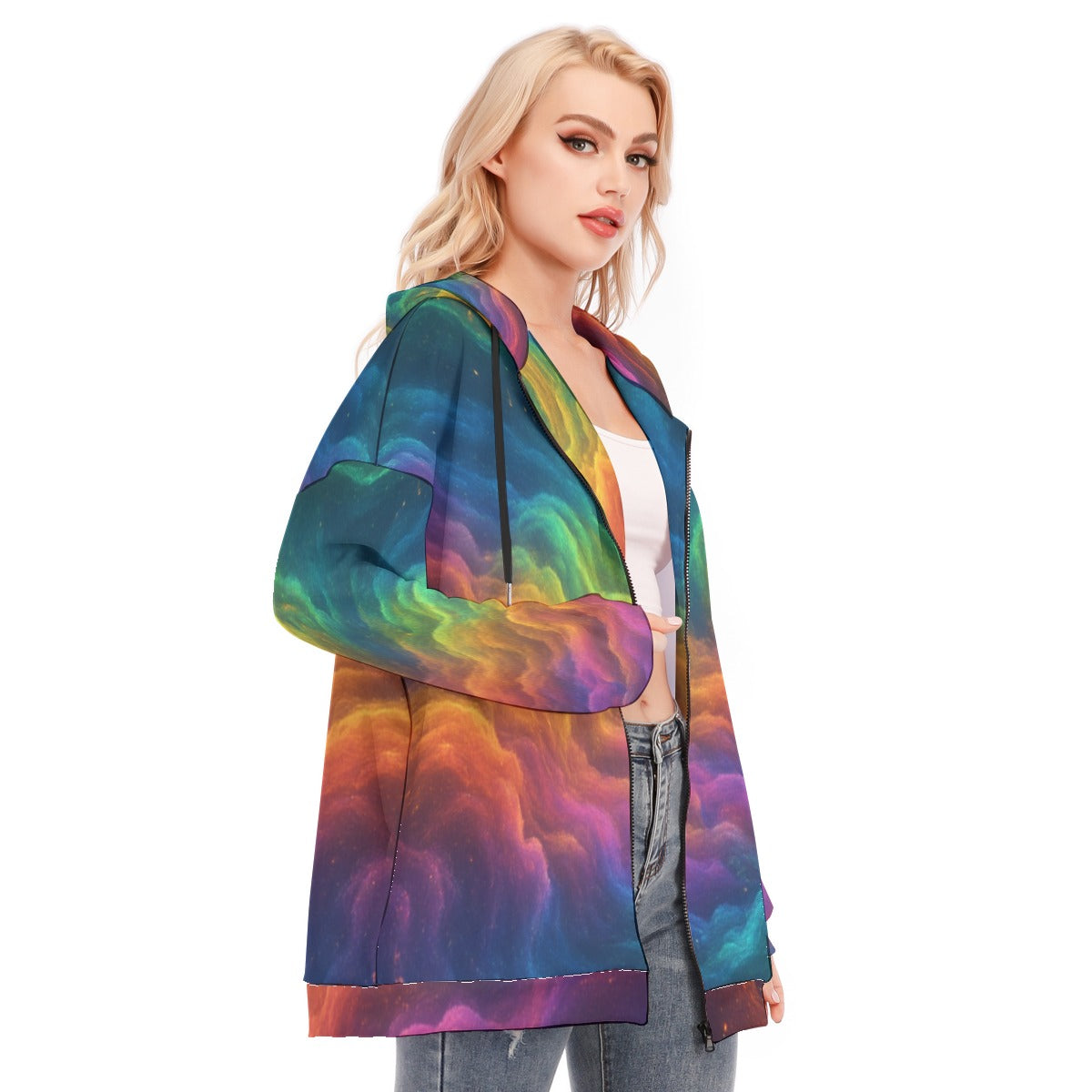 Women's Long Hoodie With Zipper Closure