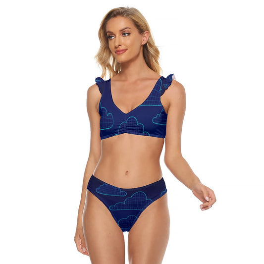 Women's Bikini Swimsuit With Ruffle Cuff Bra
