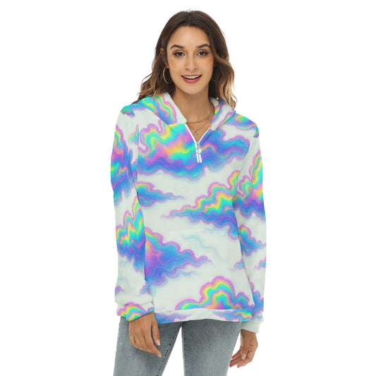 Women's Borg Fleece Hoodie With Half Zip