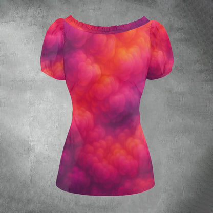 Women's Puff Sleeve Pleated Shirt