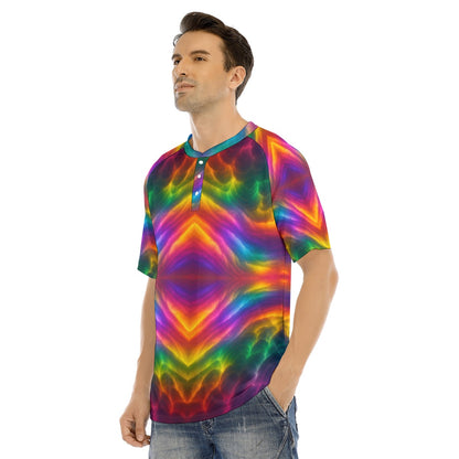 Men's Raglan Sleeve T-shirt With Button Closure