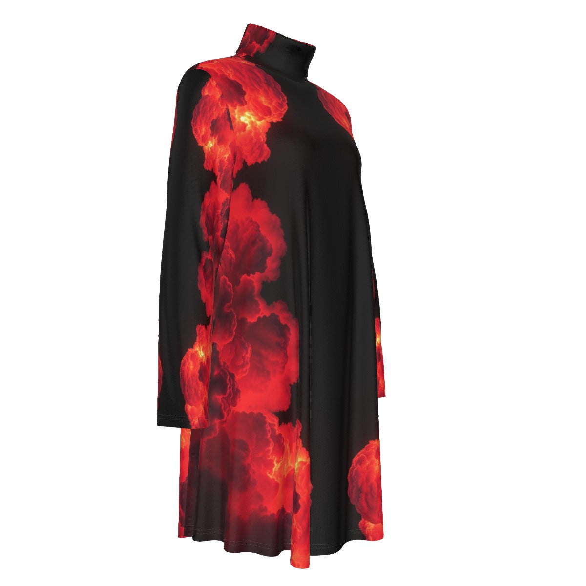 Women's High Neck Dress With Long Sleeve