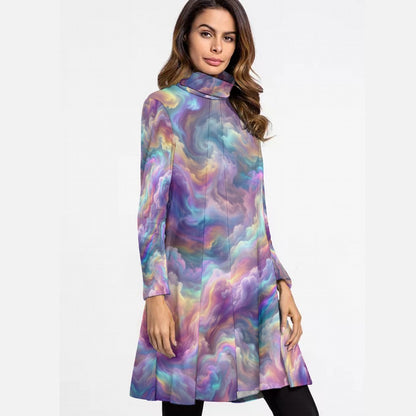 Women's High Neck Dress With Long Sleeve