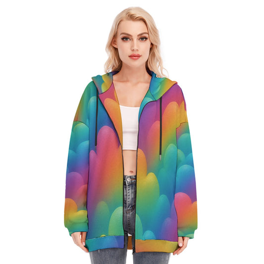 Women's Long Hoodie With Zipper Closure