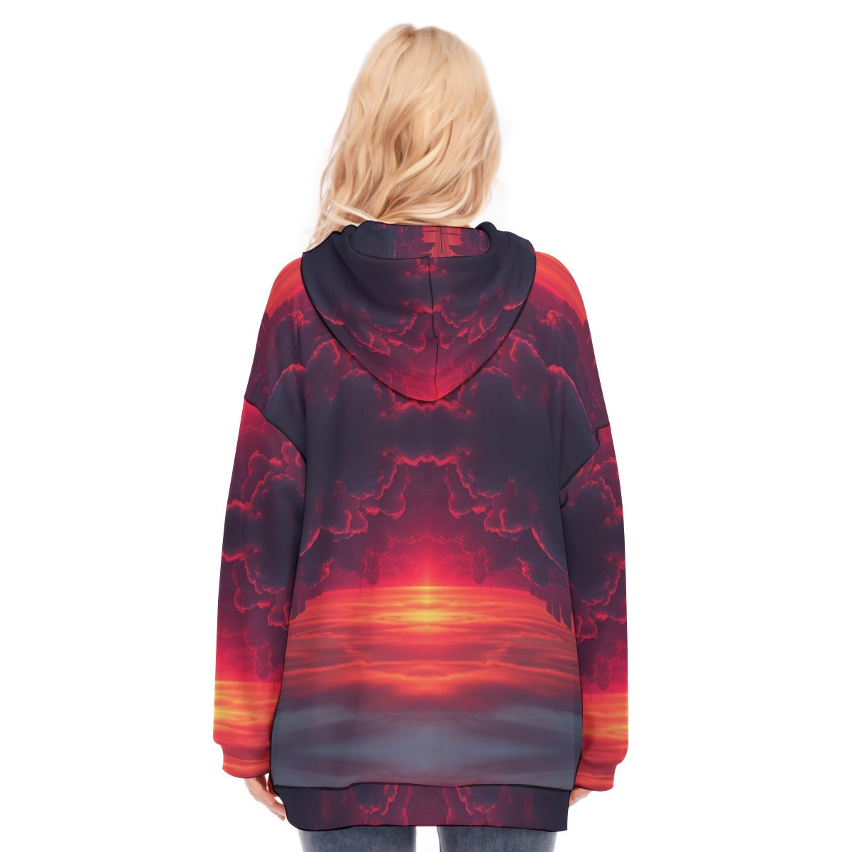Women's Long Hoodie With Zipper Closure