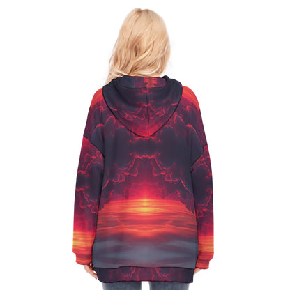 Women's Long Hoodie With Zipper Closure