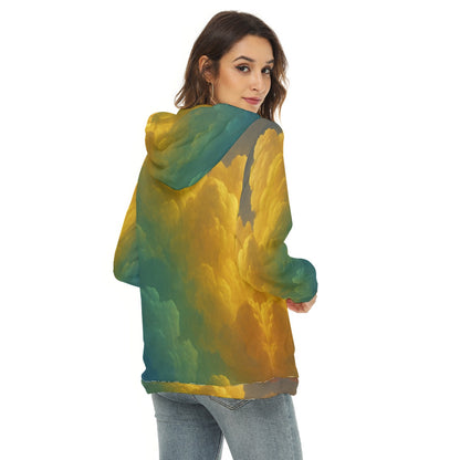 Women's Borg Fleece Hoodie With Half Zip