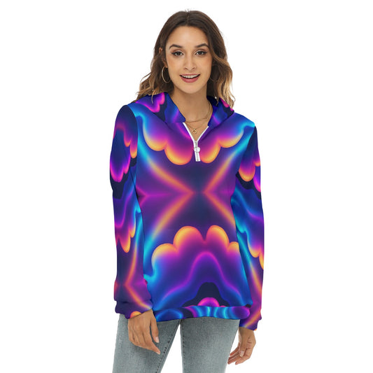 Women's Borg Fleece Hoodie With Half Zip