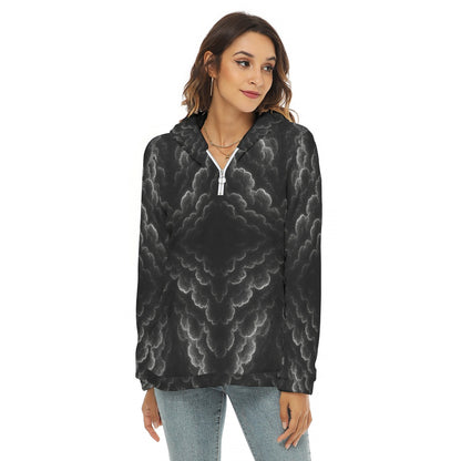 Women's Borg Fleece Hoodie With Half Zip