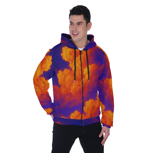 Men's Heavy Fleece Raglan Zip Up Hoodie With Pocket