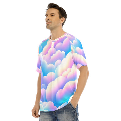 Men's Raglan Sleeve T-shirt With Button Closure