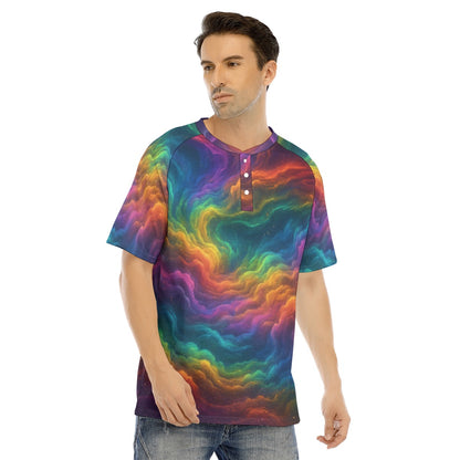 Men's Raglan Sleeve T-shirt With Button Closure