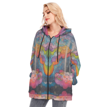 Women's Long Hoodie With Zipper Closure