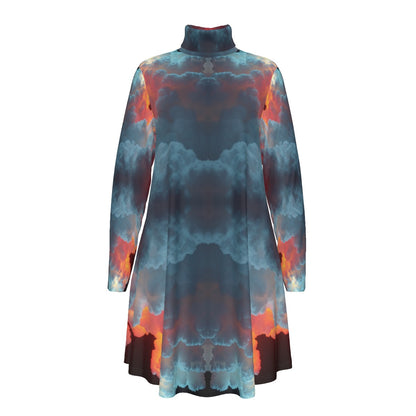 Women's High Neck Dress With Long Sleeve