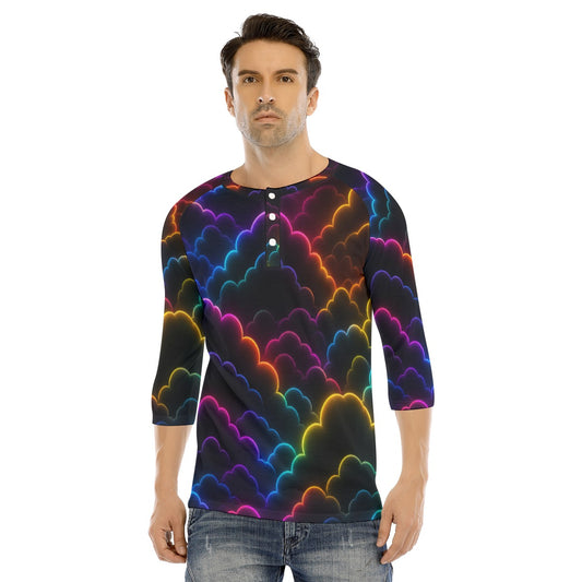 Men's Bracelet Sleeve T-shirt With Button Closure - view 1