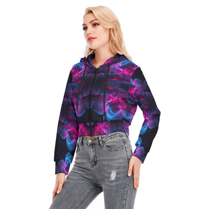Women's Crop Top Hoodie With Zipper Closure