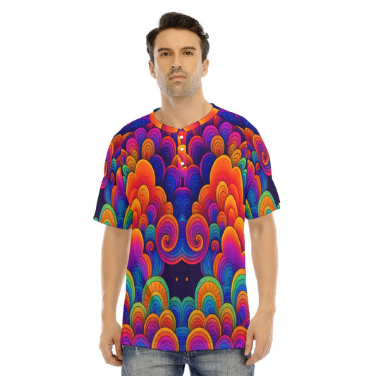 Men's Raglan Sleeve T-shirt With Button Closure