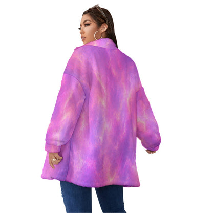 Unisex Borg Fleece Stand-up Collar Coat With Zipper Closure(Plus Size)