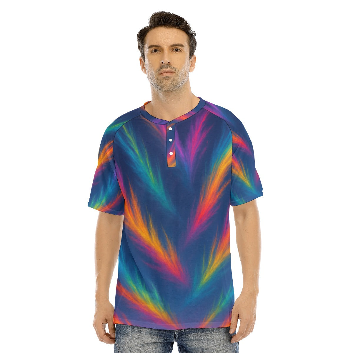 Men's Raglan Sleeve T-shirt With Button Closure