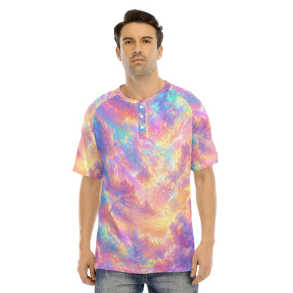 Men's Raglan Sleeve T-shirt With Button Closure