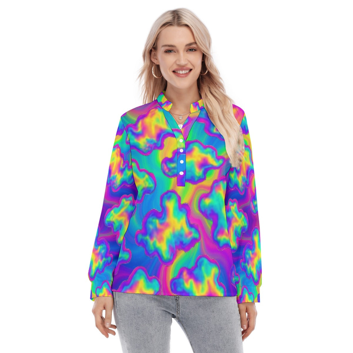 Women's Long Sleeve Blouse With Button Closure