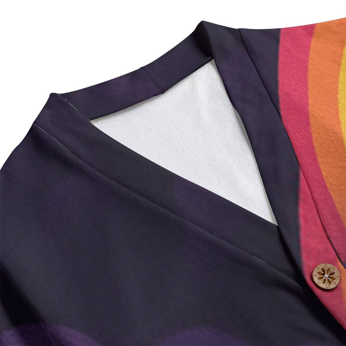 Unisex V-neck Knitted Fleece Cardigan With Button Closure