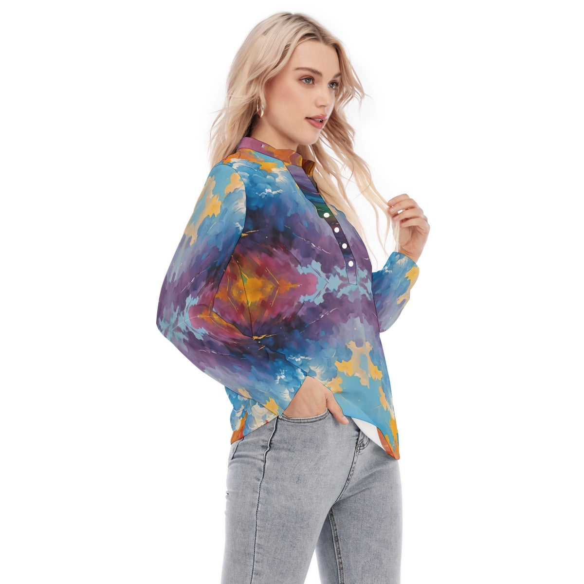 Women's Long Sleeve Blouse With Button Closure