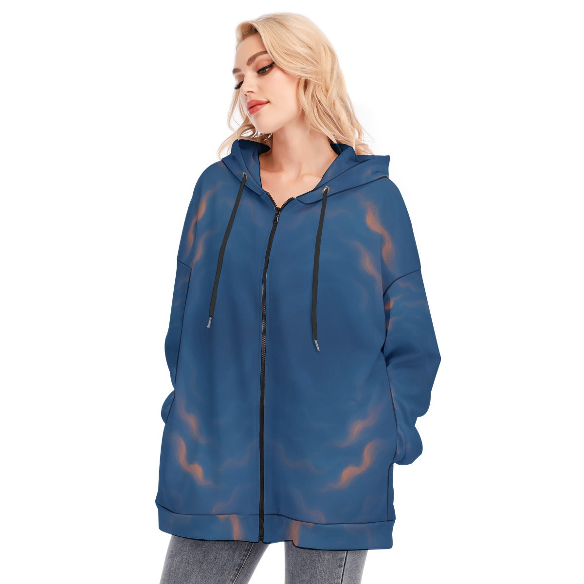 Women's Long Hoodie With Zipper Closure