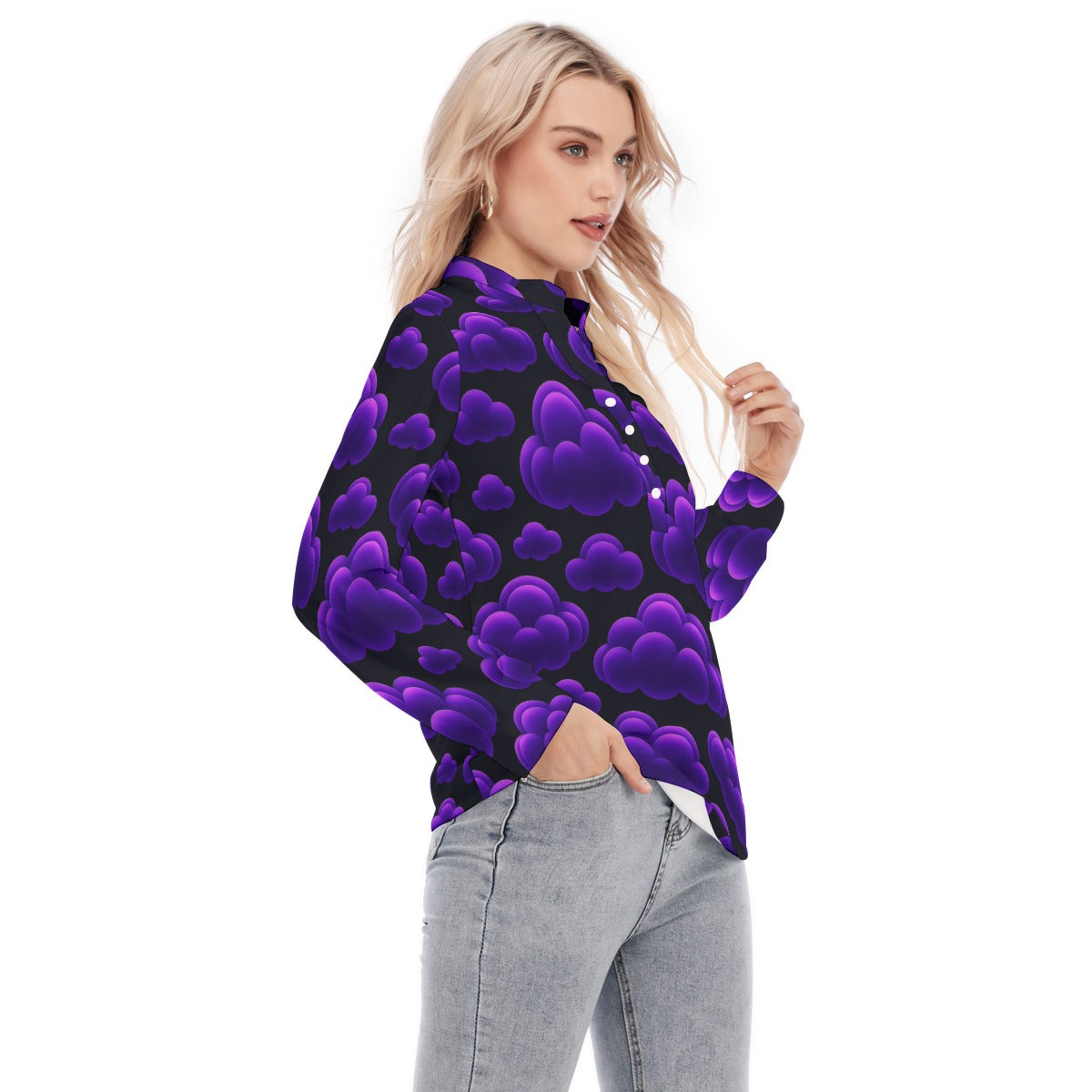 Women's Long Sleeve Blouse With Button Closure
