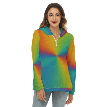 Women's Borg Fleece Hoodie With Half Zip