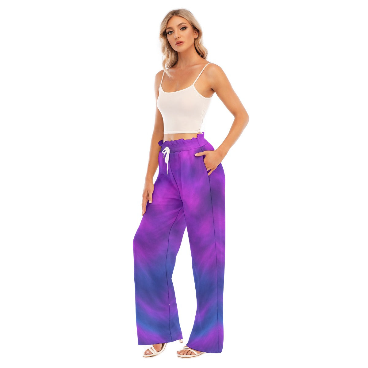 Women's Waist Fungus Edge Wide-leg Pants