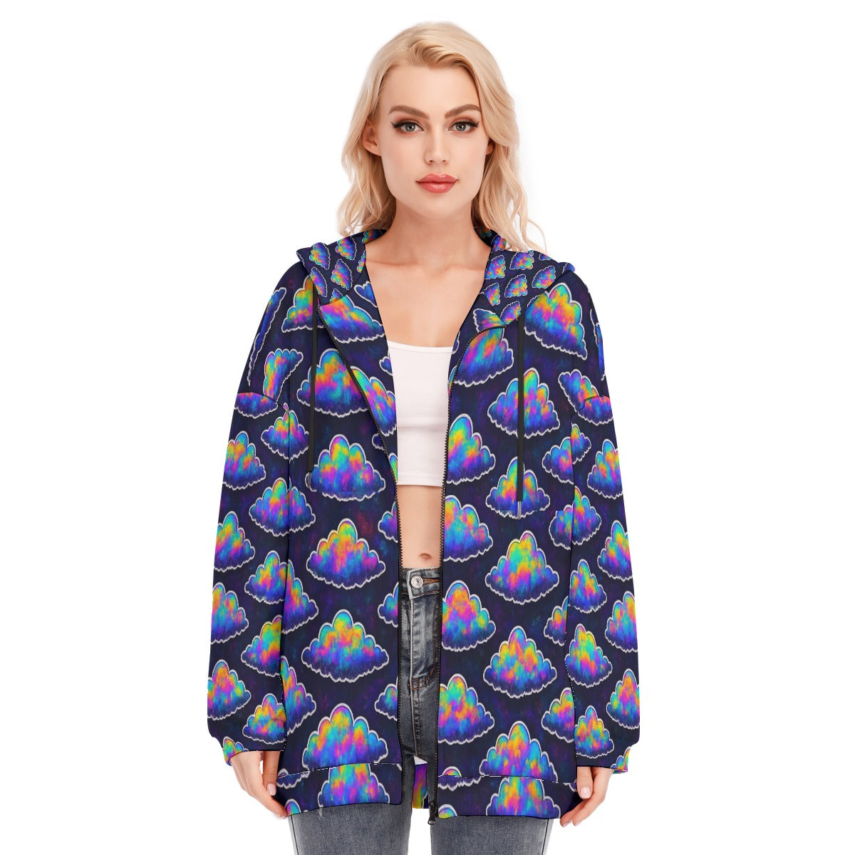 Women's Long Hoodie With Zipper Closure