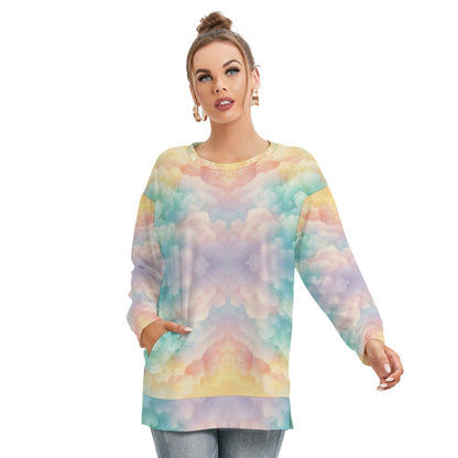 Women's Side Split O-neck Sweatshirt