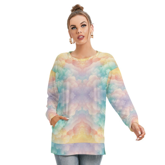 Women's Side Split O-neck Sweatshirt