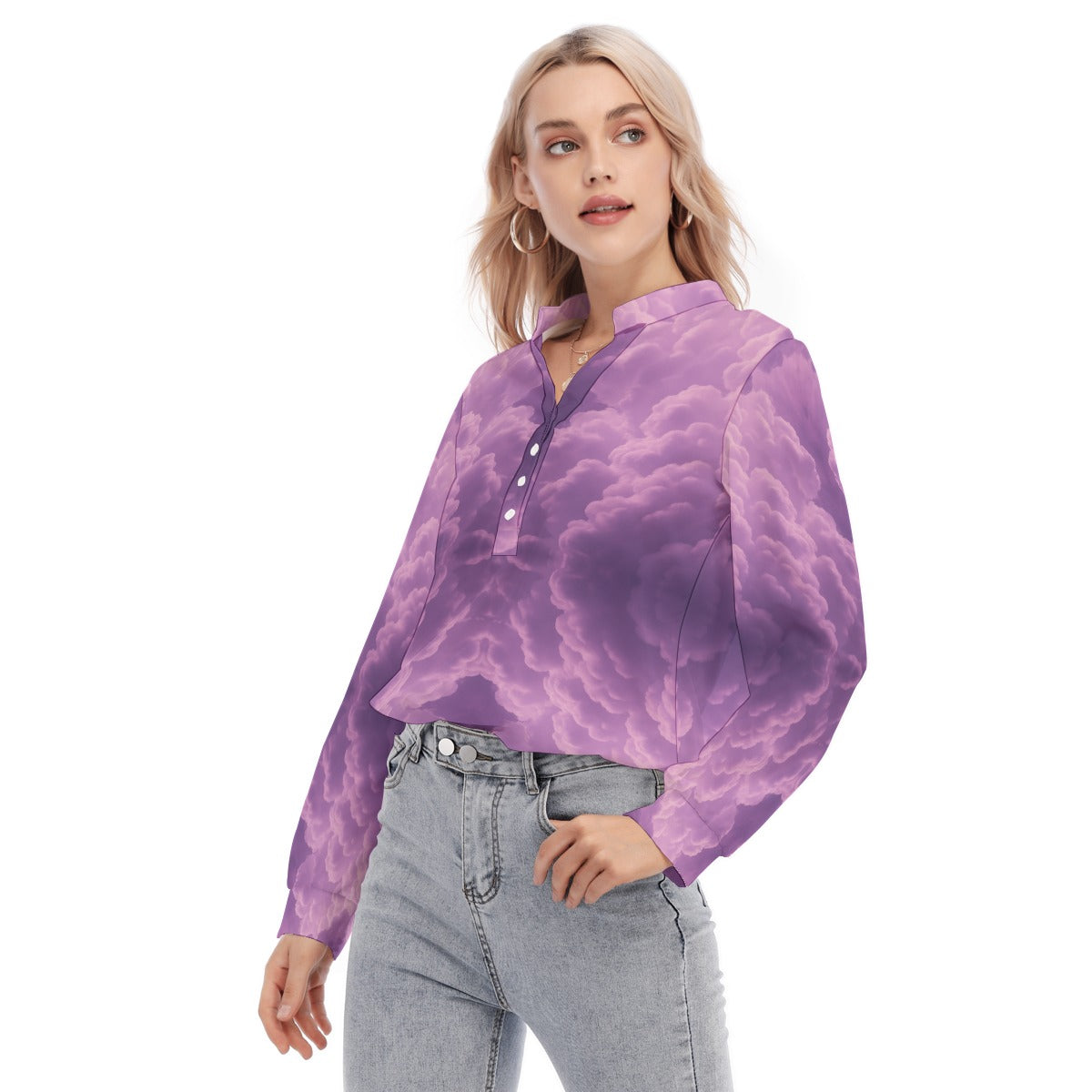 Women's Long Sleeve Blouse With Button Closure