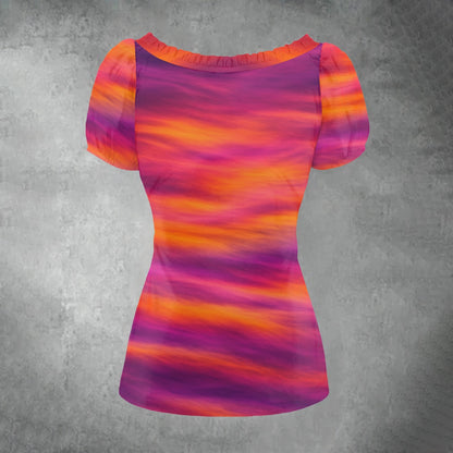 Women's Puff Sleeve Pleated Shirt